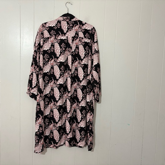 Florence Broadhurst For “GIVONI" Nightdress Japanese Floral Black /Pink Size L - Picture 10 of 14